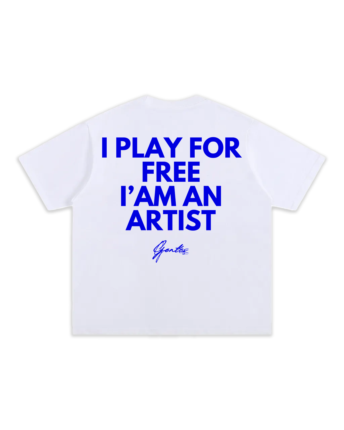 T-shirt Oversize épais aux manches mi-longues. Design DJ "I PLAY FOR FREE I'AM AN ARTIST". Vue de dos