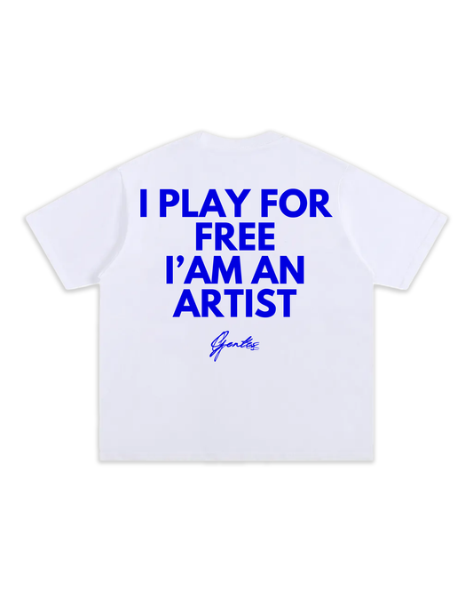 T-shirt Oversize épais aux manches mi-longues. Design DJ "I PLAY FOR FREE I'AM AN ARTIST". Vue de dos