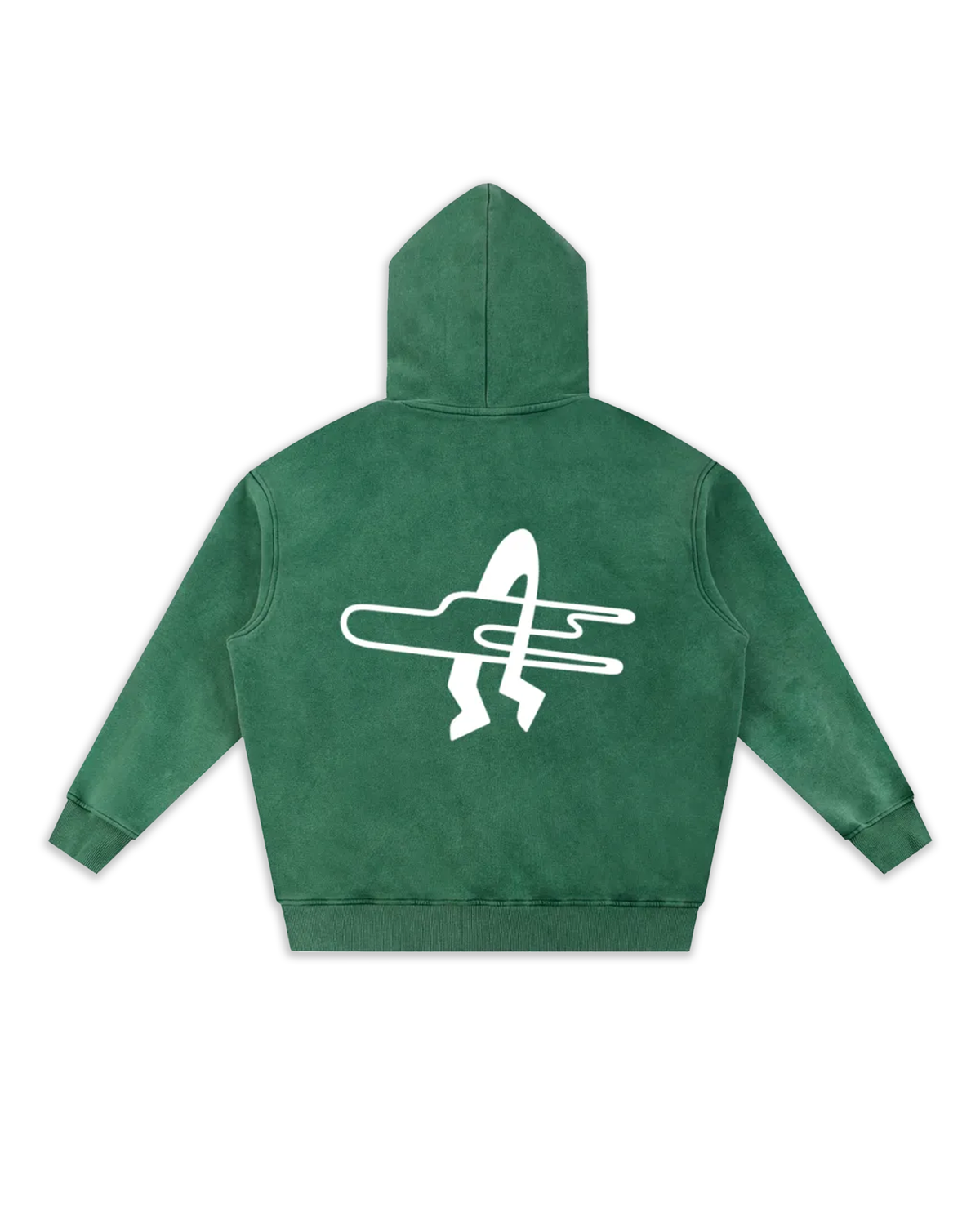 Dos du sweat surfy, coloris green délavé avec un gros logo surf gentes.