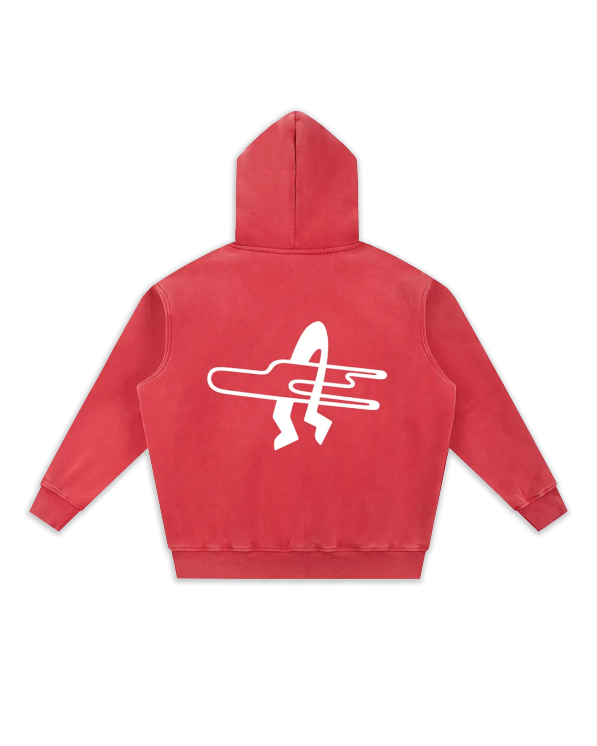 Dos du sweat surfy, coloris red délavé avec un gros logo surf gentes.