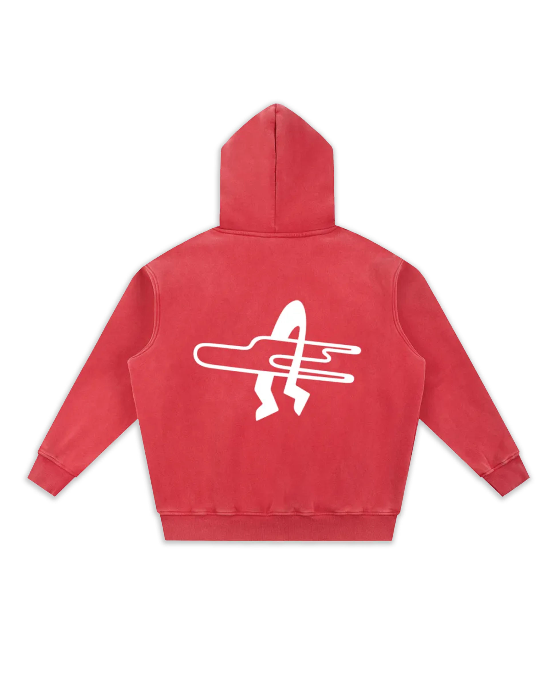 Dos du sweat surfy, coloris red délavé avec un gros logo surf gentes.